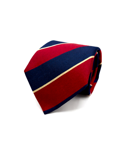 Cravate à rayures marine et bordeaux