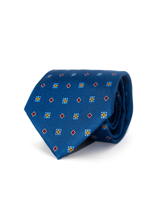 Cravate bleue à motifs