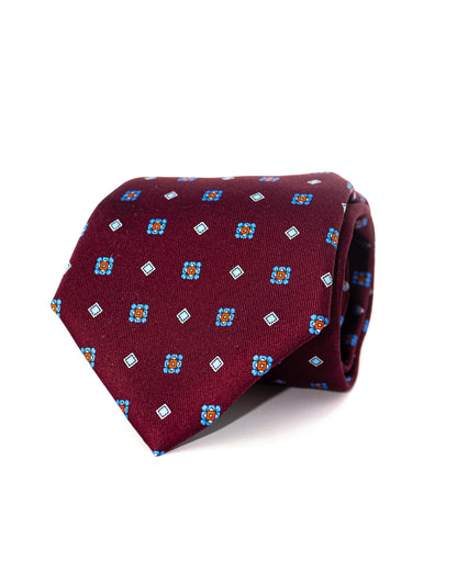 Cravate bordeaux à motifs